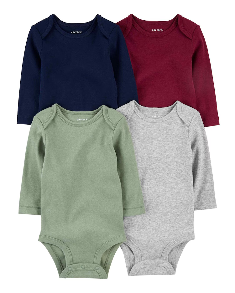 Kit body bebê 4 peças manga longa liso multicor | Carter's