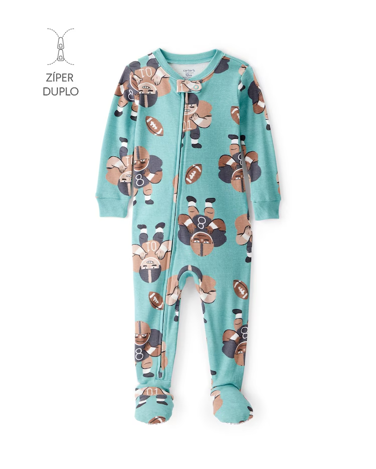 Macacão pijama infantil futebol americano - azul | Carter's