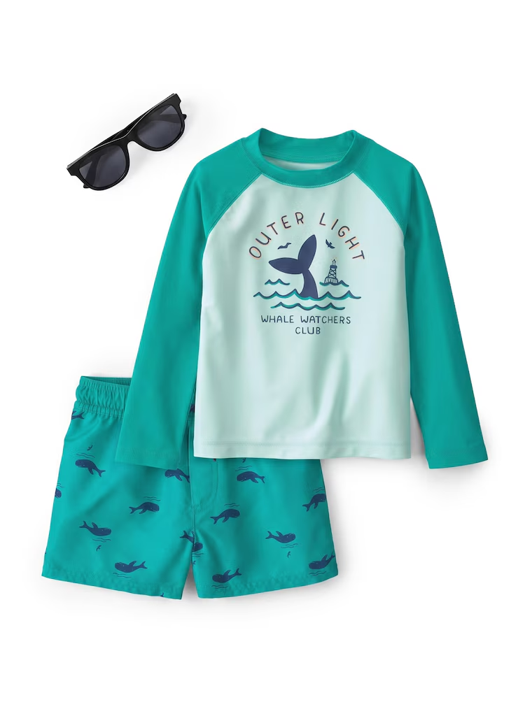 Conjunto Carter's com óculos bebê menino baleia 3 peças - Multicor